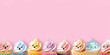 © Ярослава Малашкевич - delightful image of cupcakes with smiling faces along the bottom border provides a cheerful and charming backdrop for April Fools' Day party materials or sweet-themed promotions.