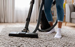 Vacuum Cleaning Carpet Up Close in Home