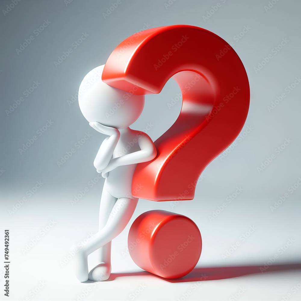 3D man thinking photo with big question mark Stock Photo | Adobe Stock