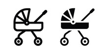 Baby Carriage Icon. Flat Illustration Of Vector Icon