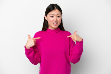 Wall Mural - Young Chinese woman isolated on white background proud and self-satisfied