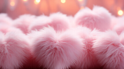 pink fluffy heart on pink background. cute moder design surface