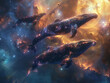 In a nebula far away space whales perform a symphony the heart of a celestial opera