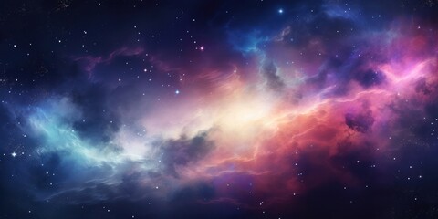 Wall Mural - colorful space filled with stars and clouds generative ai