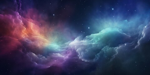 Wall Mural - colorful space filled with stars and clouds generative ai