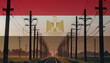 Electricity in the Egypt. Electric poles on the background of the Egypt flag. Egypt flag and Electric poles.