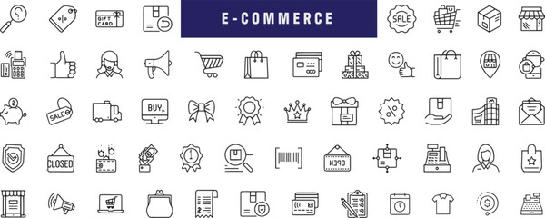 Wall Mural - business and management line icons set.