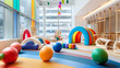 An indoor Play Gym with colorful sensory balls, providing tactile stimulation for toddlers during playtime.