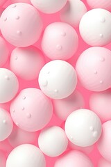 Wall Mural - white polka dots on pink background