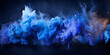 Abstract blue and orange cloud of smoke on dark blue background.