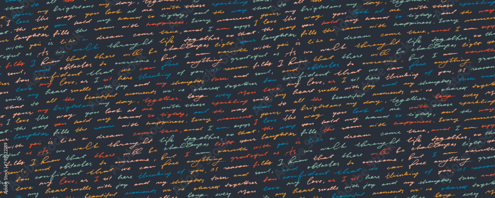 Unmuted Lettering Illegible retro pen writing with uneven letters seamless banner design ...
