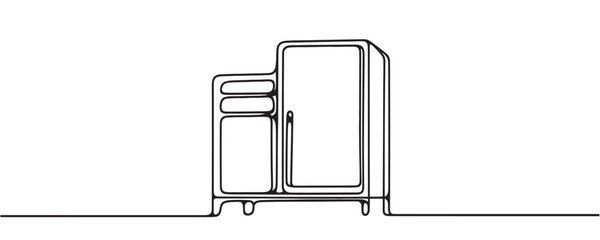 Wall Mural - Continuous single line drawing of a bedside table. Single side table vector illustration. Interior and furniture concept.