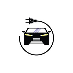 Fototapete - Electric car icon. EV. Electric vehicle. Charging station. Vector icon isolated on white background.
