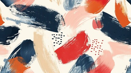Wall Mural - Minimalist abstract brush stroke painting seamless pattern illustration