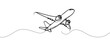 © Hanna - One line airplane, one continuous line airplane vector illustration, travel and tourism concept