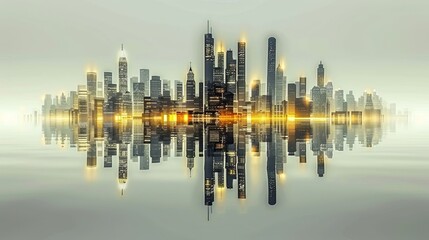 Wall Mural - Futuristic smart city skyline in 3d with eco friendly concept  skyscrapers, towers, tall buildings