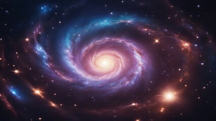 Wall Mural - spiral galaxy in space _A fantasy background of a galaxy and space sky. The image shows a vibrant and colorful view 