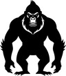Powerful Gorilla Silhouette Vector Illustration, Jungle King Ape in Isolated Background, Wild Primate Graphic Design for Safari, Wildlife Art, and Nature Themes, Monochrome Monkey Symbol