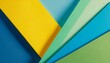 © Marko - Abstract color papers geometry flat lay composition banner background with blue, yellow and green color tones