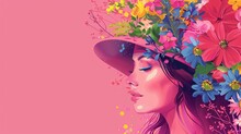 Woman With Bouquet Of Flowers Womens Day 8 March Background