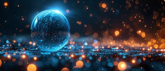 Aufkleber - Digital technology background with blue globes