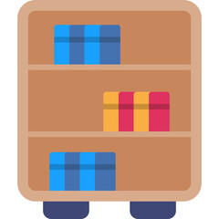 Sticker - Bookshelf Vector Flat Icon