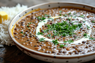 Wall Mural - A plate of dal makhani, a vegetarian dish made with black lentils, red kidney beans, butter, and cream
