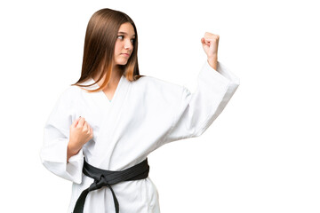 Sticker - Teenager girl over isolated chroma key background doing karate