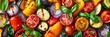 © Tida - Artistic display of mixed sliced vegetables - A beautiful and colorful arrangement of sliced vegetables, combining art and nutrition in a stunning visual display