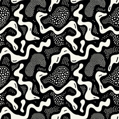 Wall Mural - Vector seamless pattern. Abstract dotted texture. Monochrome warped surface. Creative spotty background. Monochrome scattered spots. Can be used as swatch for illustrator.