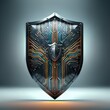 Shield with circuit pattern glowing and reflecting | Perferct for illustrating data protection