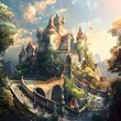 A magic castle. Fairy tale castle illustration.