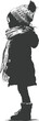 © NikahGeh - Silhouette little girl with snow scarf black color only