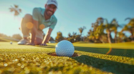 Golf Ball on Green Field