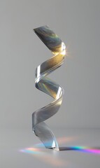 Wall Mural - Abstract colorful gradient wave, chromatic dispersion and thin film spectral effect. Abstract glass geometric composition, iridescent holographic crystal with gradient texture in motion. Spiral.