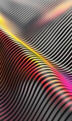 Wall Mural - Holographic waves from lines. Abstract background.