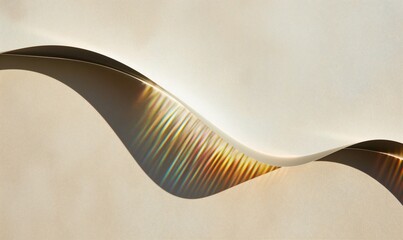 Wall Mural - Colorful transparent iridescent ribbon shape. Modern flowing fluid geometric element with refraction gradient.