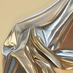 Wall Mural - Gold, mother-of-pearl foil, fabric. Foil wave.