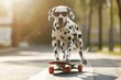 Dalmatian Dog on a Skateboard