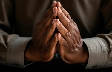 Man in Brown Shirt Praying