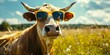 cow in sunglasses in the pasture Generative AI