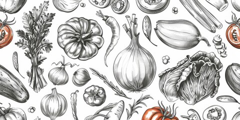 Wall Mural - assorted vegetables texture vector Generative AI