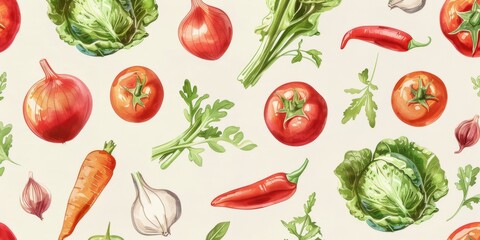 Wall Mural - vegetables texture illustration Generative AI