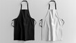 White and black aprons, apron mockup, clean apron for store branding. Creative banner, copy space