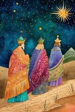 Vibrant Three Kings Following Star