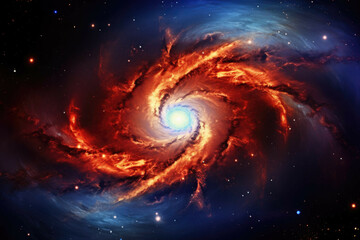 Wall Mural - spiral galaxy in a colorful nebula with star cluster