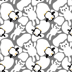  Christmas animals seamless polar white bears and ice pattern for wrapping paper and kids print and new year accessories