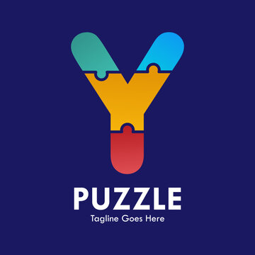 Letter y with puzzle design logo template illustration