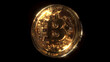 Golden coin with dollar sign on black background