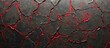 A black and red metal wall with visible cracks and textured scratches running across its surface, creating a rugged and worn appearance.